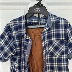 Ben Sherman Blue and White Casual Plaid Shirt